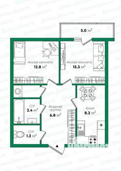 2-к квартира, вторичка, 50м2, 3/9 этаж