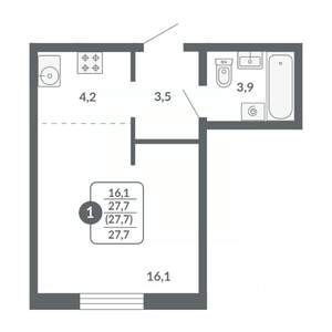 Студия квартира, вторичка, 28м2, 2/17 этаж