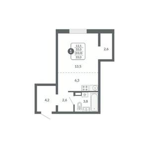 Студия квартира, вторичка, 33м2, 5/17 этаж