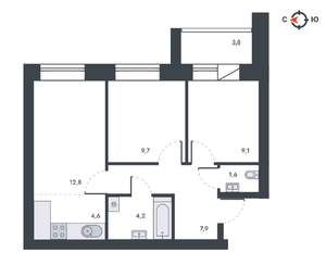 3-к квартира, вторичка, 54м2, 3/12 этаж