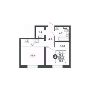 2-к квартира, вторичка, 39м2, 4/17 этаж