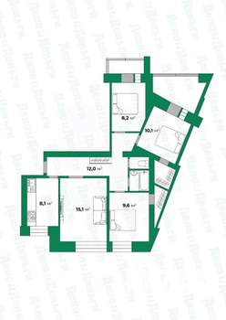 4-к квартира, вторичка, 72м2, 4/9 этаж