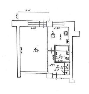 1-к квартира, вторичка, 33м2, 1/5 этаж