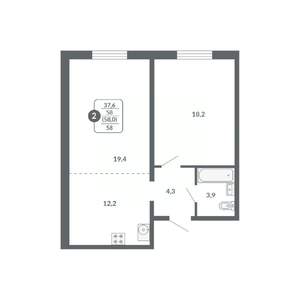 2-к квартира, вторичка, 58м2, 3/17 этаж