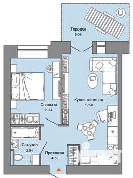 2-к квартира, вторичка, 43м2, 2/8 этаж