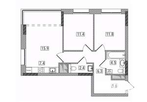 3-к квартира, вторичка, 65м2, 3/17 этаж