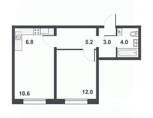 2-к квартира, вторичка, 42м2, 10/16 этаж