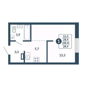 Студия квартира, вторичка, 28м2, 4/17 этаж