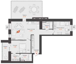 2-к квартира, строящийся дом, 83м2, 10/12 этаж