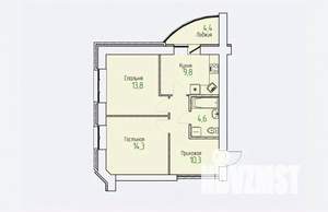 2-к квартира, строящийся дом, 55м2, 12/14 этаж