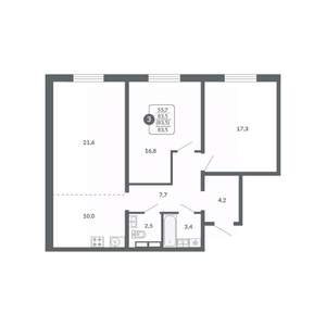 3-к квартира, вторичка, 84м2, 10/17 этаж