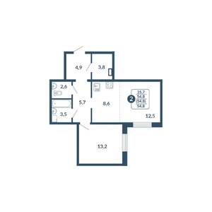 2-к квартира, вторичка, 55м2, 14/17 этаж