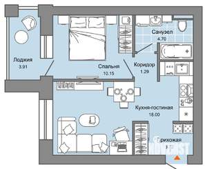 2-к квартира, вторичка, 40м2, 4/8 этаж