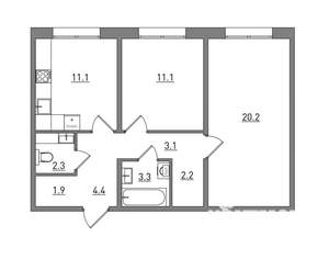 2-к квартира, вторичка, 60м2, 1/16 этаж