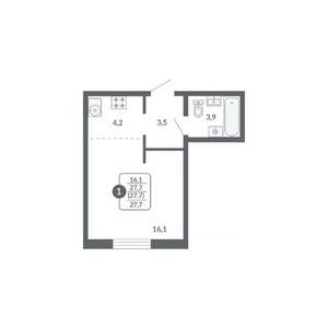 Студия квартира, вторичка, 28м2, 16/17 этаж