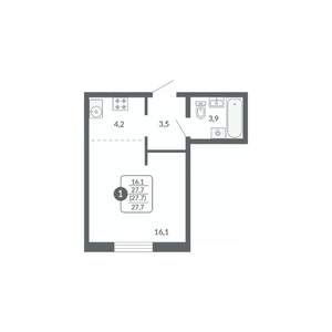 Студия квартира, вторичка, 28м2, 9/17 этаж