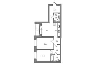 3-к квартира, вторичка, 67м2, 1/7 этаж