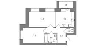 2-к квартира, вторичка, 60м2, 9/12 этаж