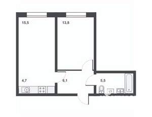 2-к квартира, вторичка, 46м2, 17/17 этаж