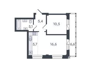 2-к квартира, вторичка, 50м2, 10/16 этаж