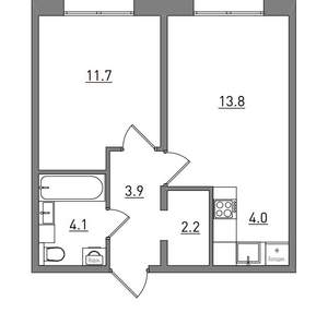 2-к квартира, вторичка, 40м2, 9/16 этаж