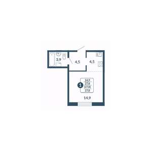 1-к квартира, вторичка, 28м2, 17/17 этаж