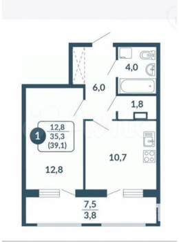 1-к квартира, вторичка, 43м2, 13/17 этаж