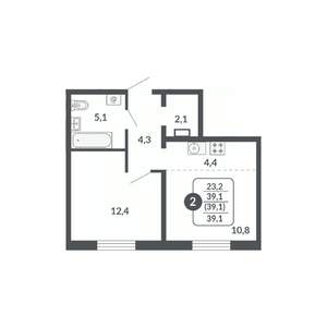 2-к квартира, вторичка, 39м2, 3/17 этаж