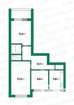 3-к квартира, вторичка, 62м2, 1/9 этаж