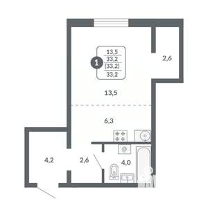 1-к квартира, вторичка, 33м2, 2/17 этаж