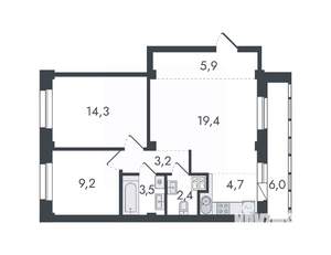 3-к квартира, вторичка, 69м2, 3/16 этаж