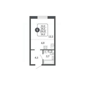 1-к квартира, вторичка, 26м2, 13/17 этаж