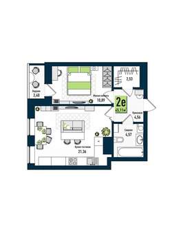 2-к квартира, вторичка, 46м2, 9/17 этаж