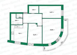 3-к квартира, вторичка, 85м2, 2/4 этаж