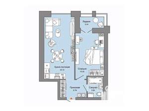 1-к квартира, строящийся дом, 50м2, 5/8 этаж