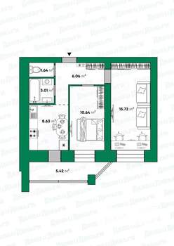 2-к квартира, вторичка, 46м2, 2/15 этаж