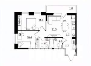 3-к квартира, строящийся дом, 55м2, 2/11 этаж