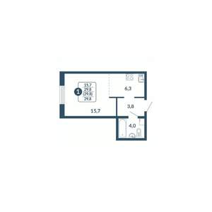 1-к квартира, вторичка, 30м2, 13/17 этаж