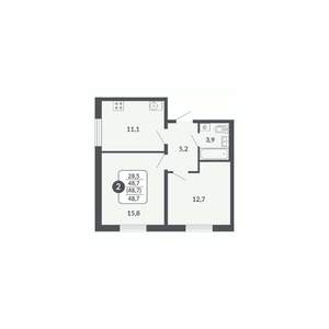 2-к квартира, вторичка, 49м2, 7/17 этаж