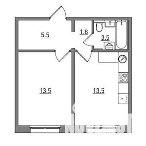 1-к квартира, вторичка, 38м2, 2/17 этаж