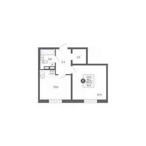 1-к квартира, вторичка, 41м2, 7/17 этаж