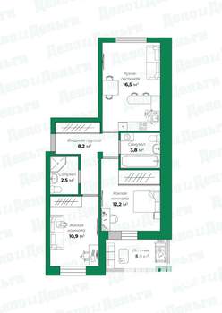 3-к квартира, вторичка, 61м2, 13/16 этаж