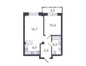 2-к квартира, вторичка, 47м2, 13/16 этаж