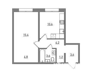 1-к квартира, вторичка, 43м2, 1/16 этаж