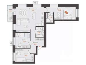 3-к квартира, вторичка, 87м2, 7/9 этаж