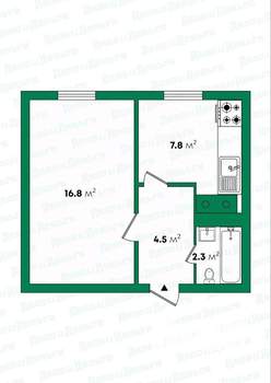 1-к квартира, вторичка, 32м2, 2/2 этаж