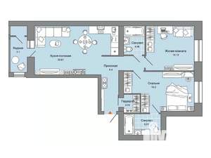 2-к квартира, вторичка, 79м2, 2/6 этаж