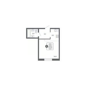 1-к квартира, вторичка, 28м2, 11/17 этаж