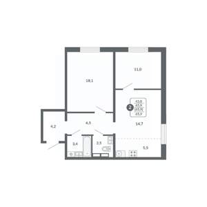3-к квартира, вторичка, 66м2, 14/17 этаж