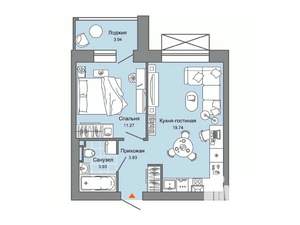 1-к квартира, строящийся дом, 41м2, 4/6 этаж